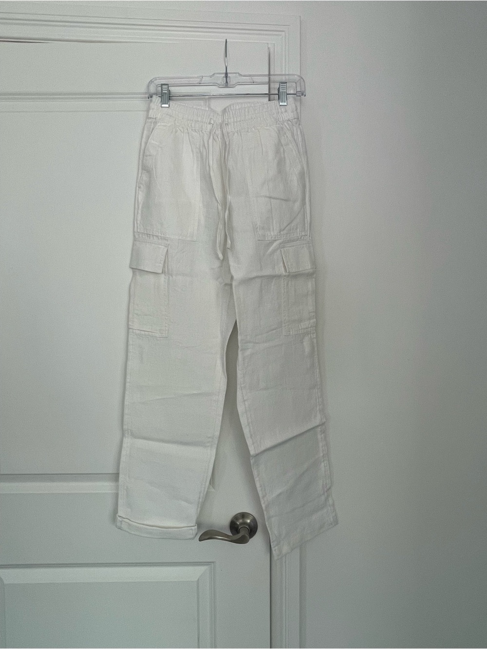 NWT Lands' End Women’s High Rise Drawstring Linen Pants White Size 2